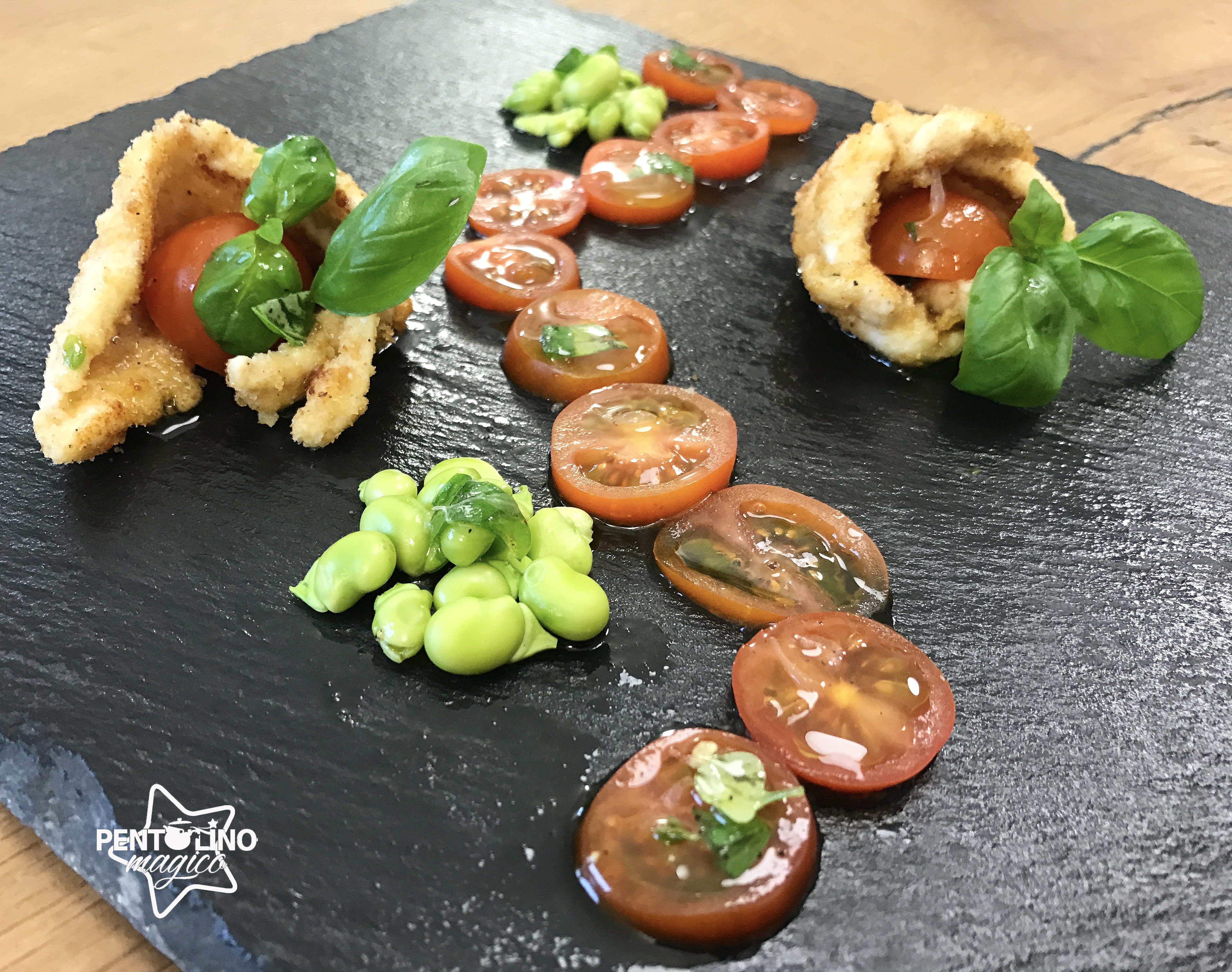 FILETTI DI SOGLIOLA CON FAVE E POMODORINI